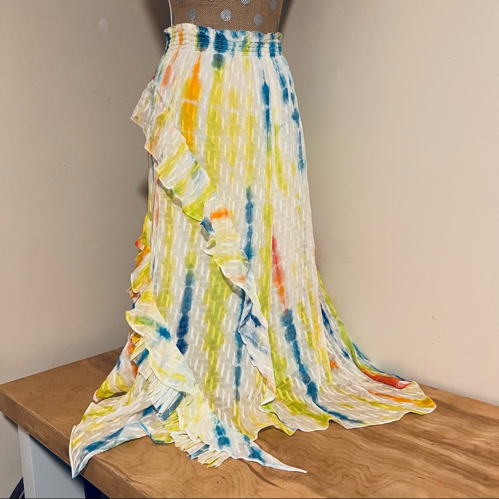 Tanya Taylor Teresa Tiered Multicolor Midi Skirt - Picture 3 of 7